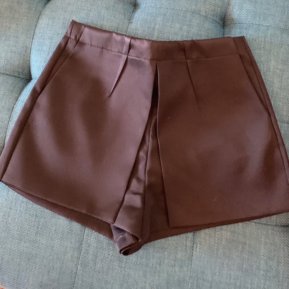 Black satin shorts